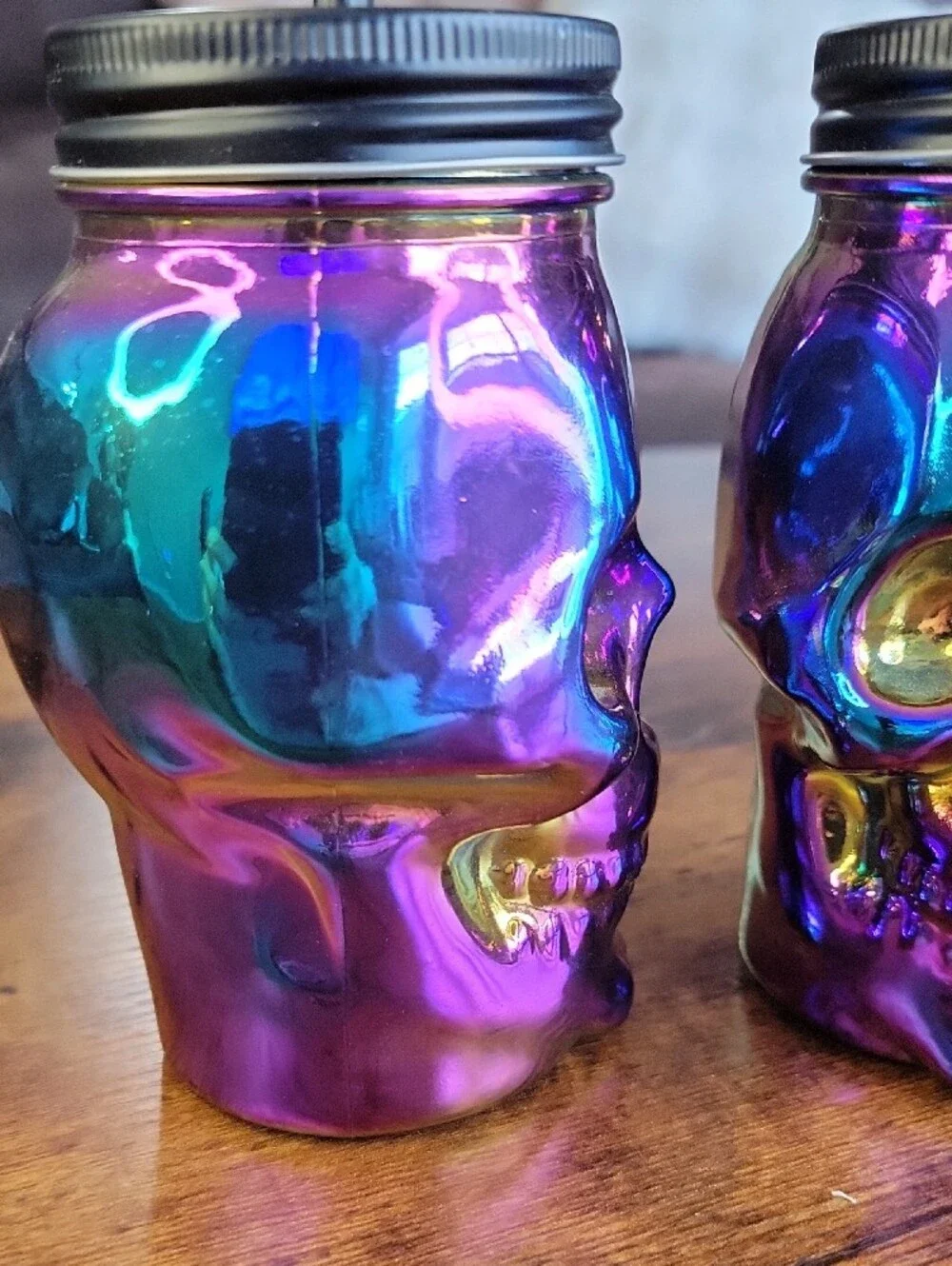 Halloween Skull Sippers Set Iridescent Multi-Color (2 Pack)